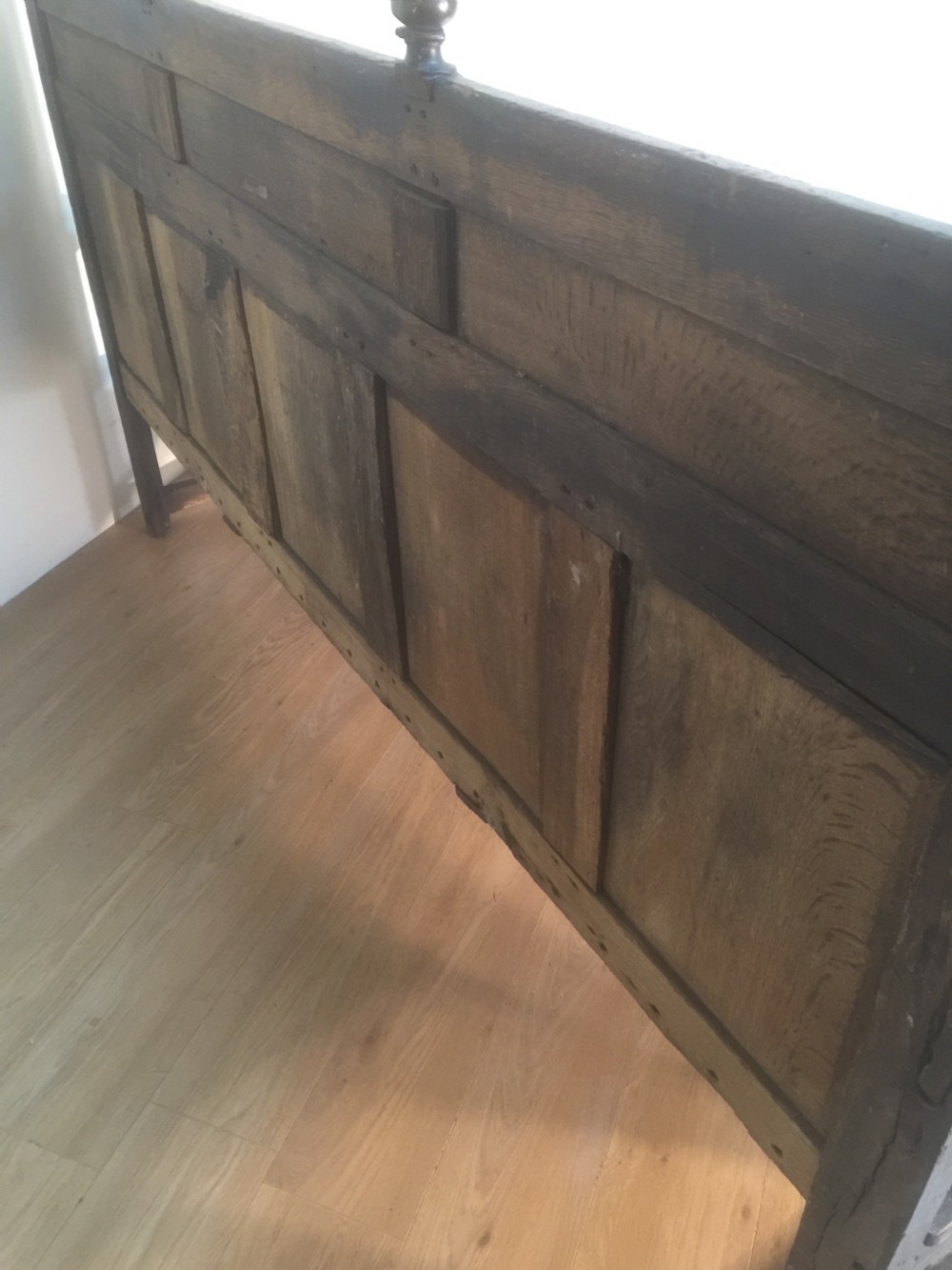 Eighteenth century panelled oak settle  View IX