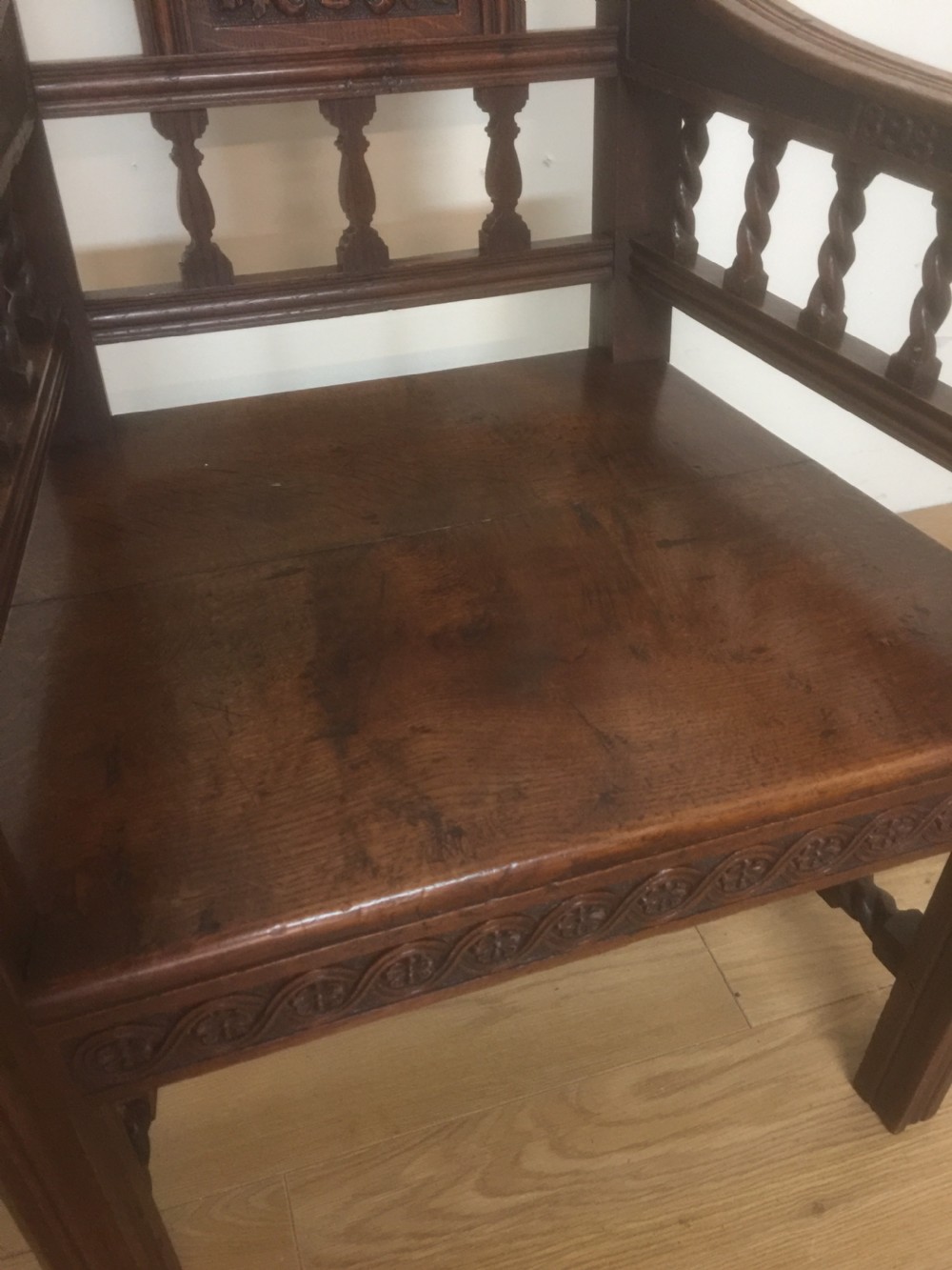 Solid oak hand carved armchair  View IV