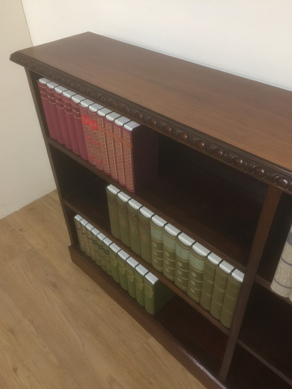 Mahogany freestanding open bookcase View III