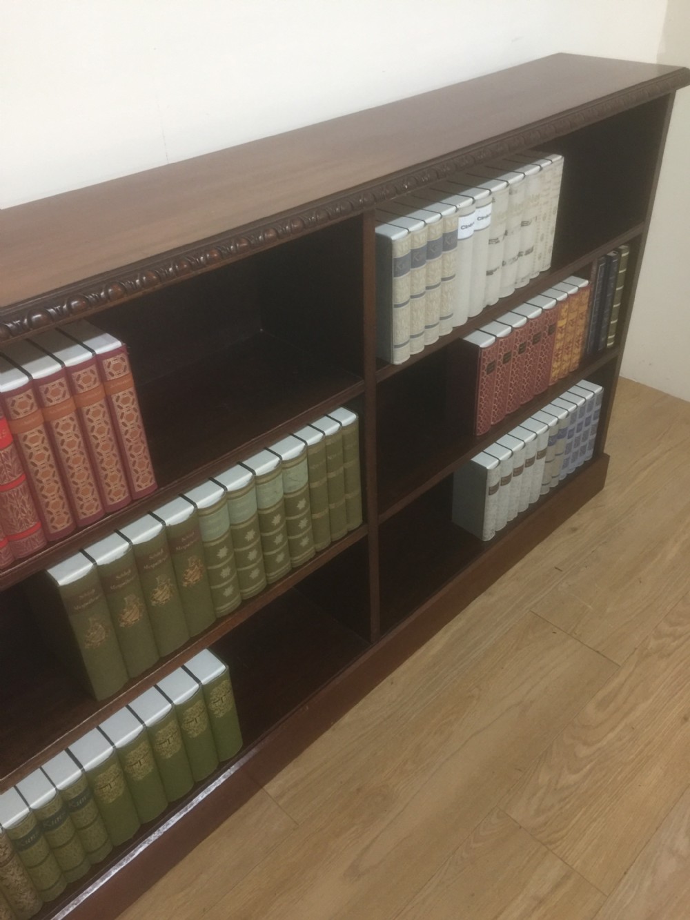 Mahogany freestanding open bookcase View V