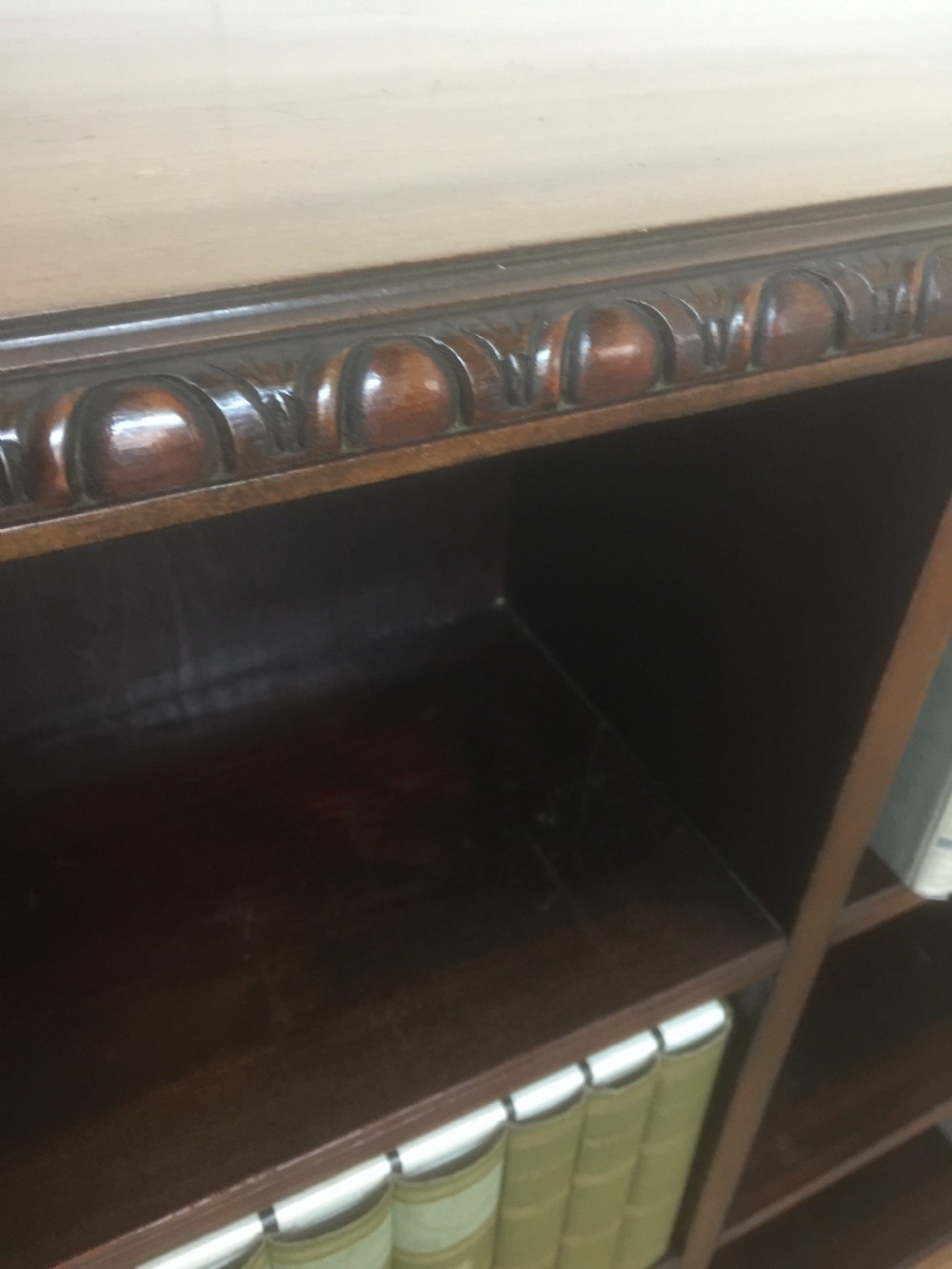 Mahogany freestanding open bookcase View VII