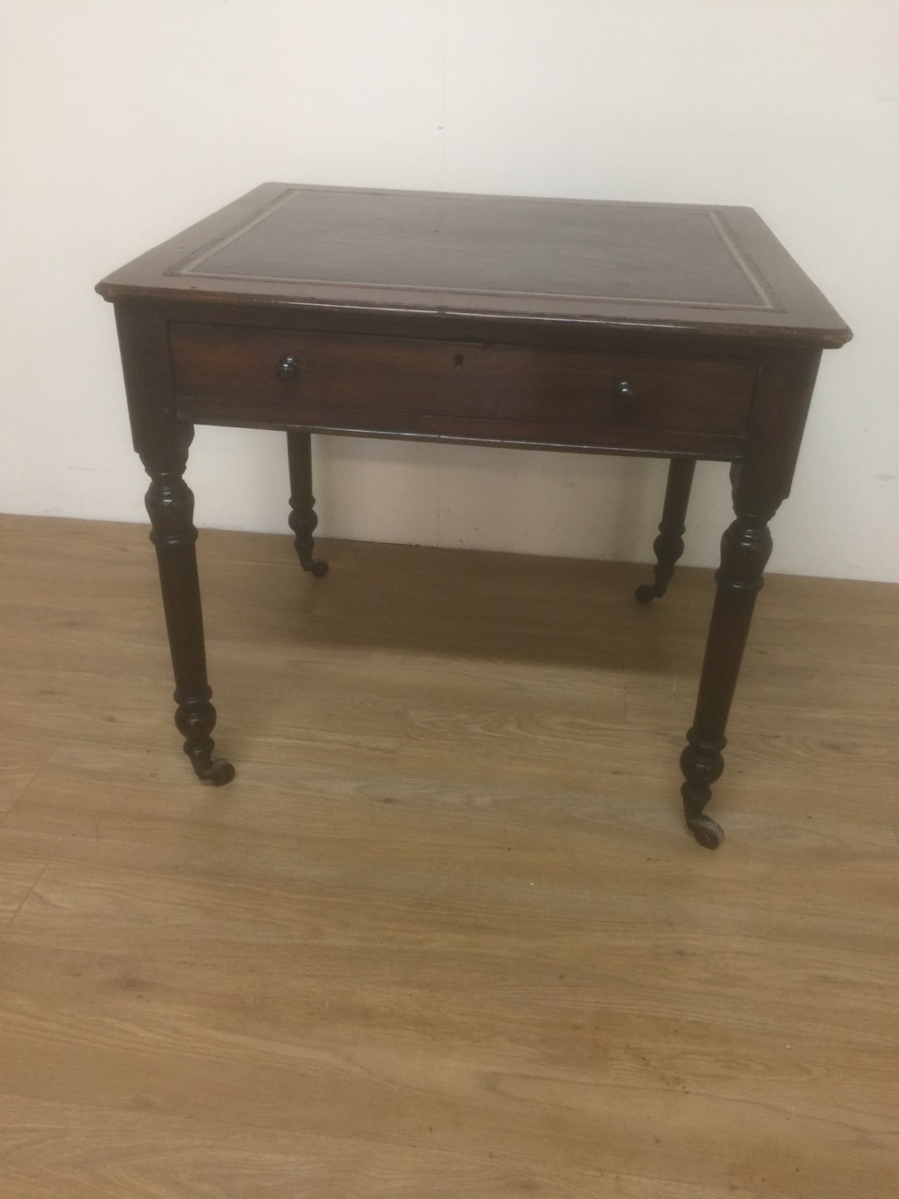 Victorian mahogany leather topped writing table  View III