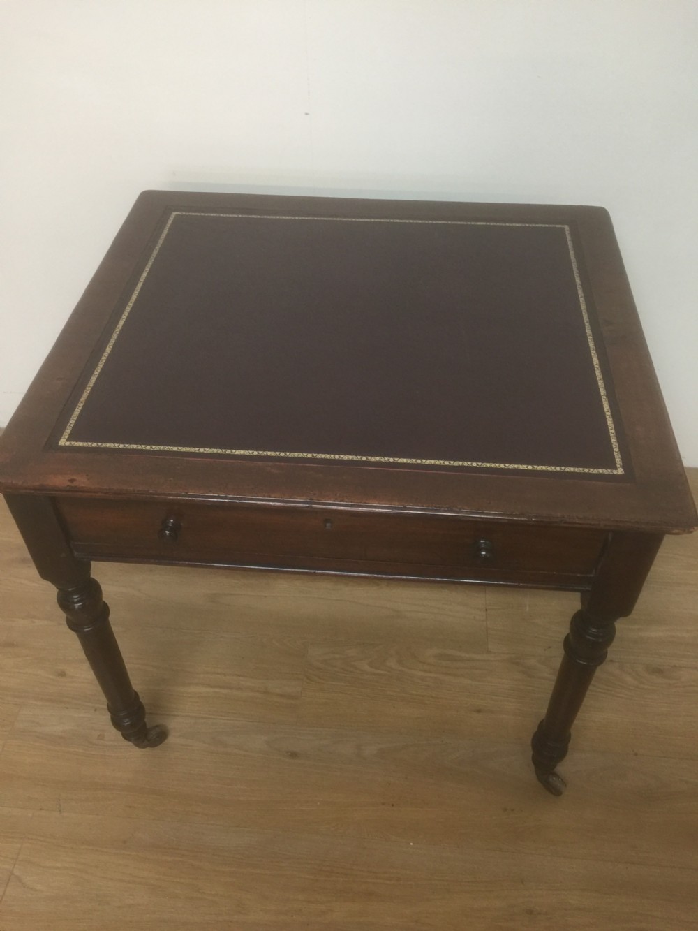 Victorian mahogany leather topped writing table  View IV
