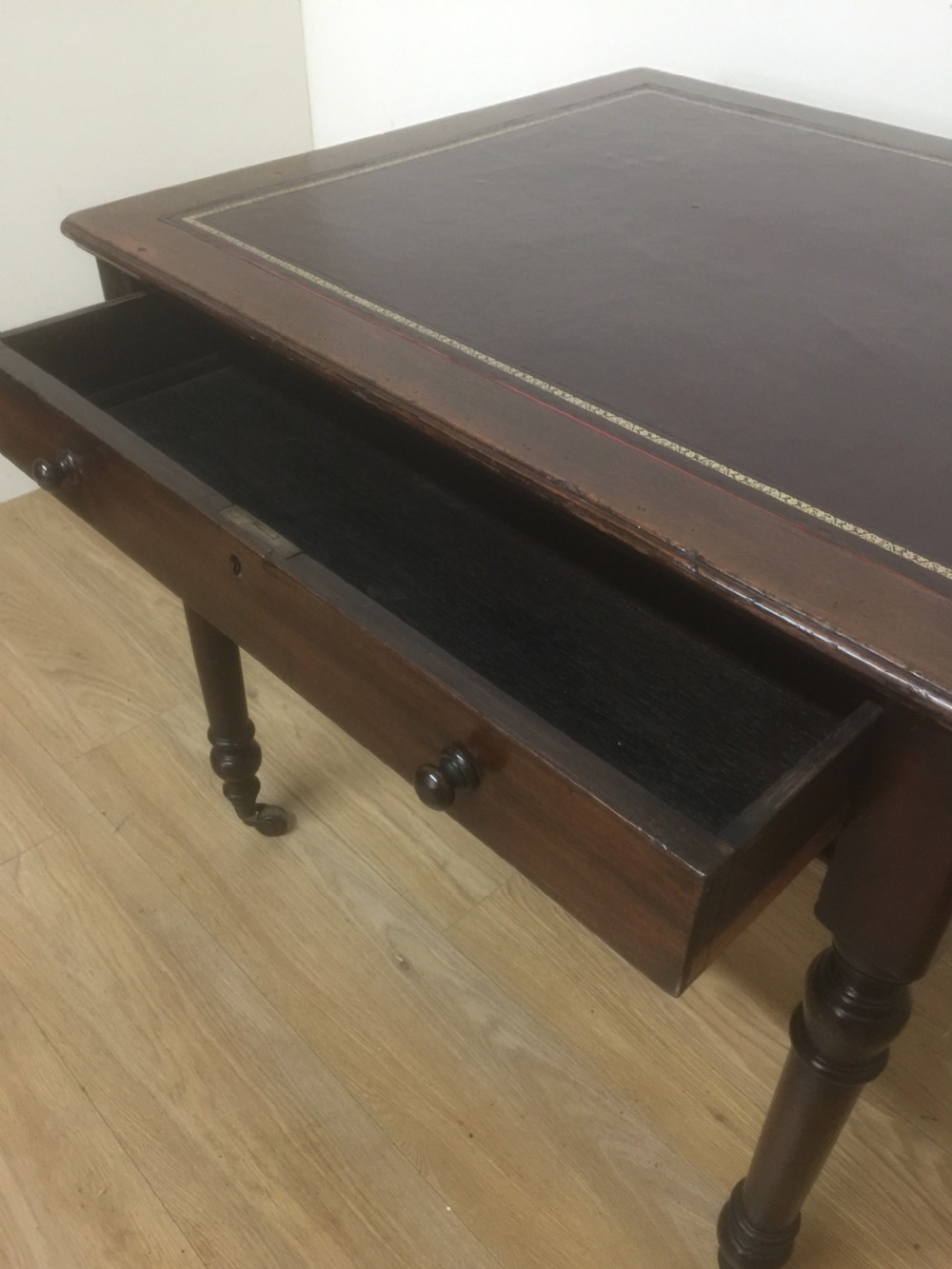 Victorian mahogany leather topped writing table  View V