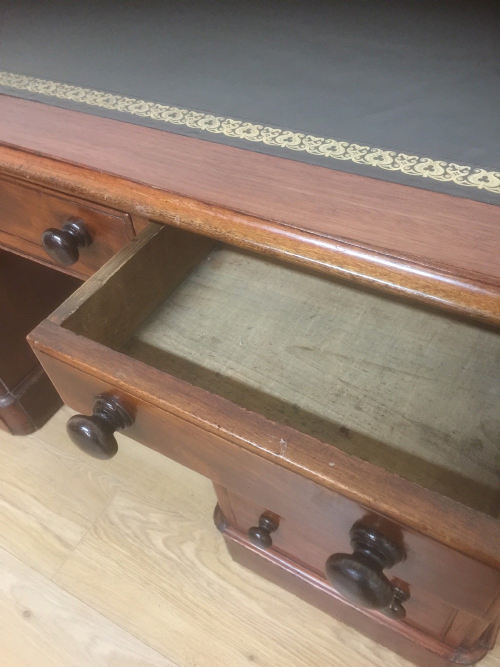 Mahogany Victorian twin Pedestal desk  View VI