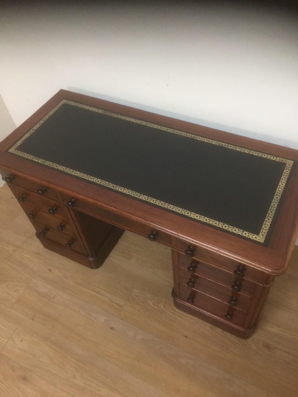 Mahogany Victorian twin Pedestal desk  View X