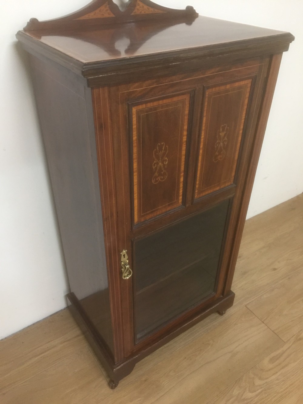 Nineteenth century inlaid mahogany glazed music cabinet  View VII