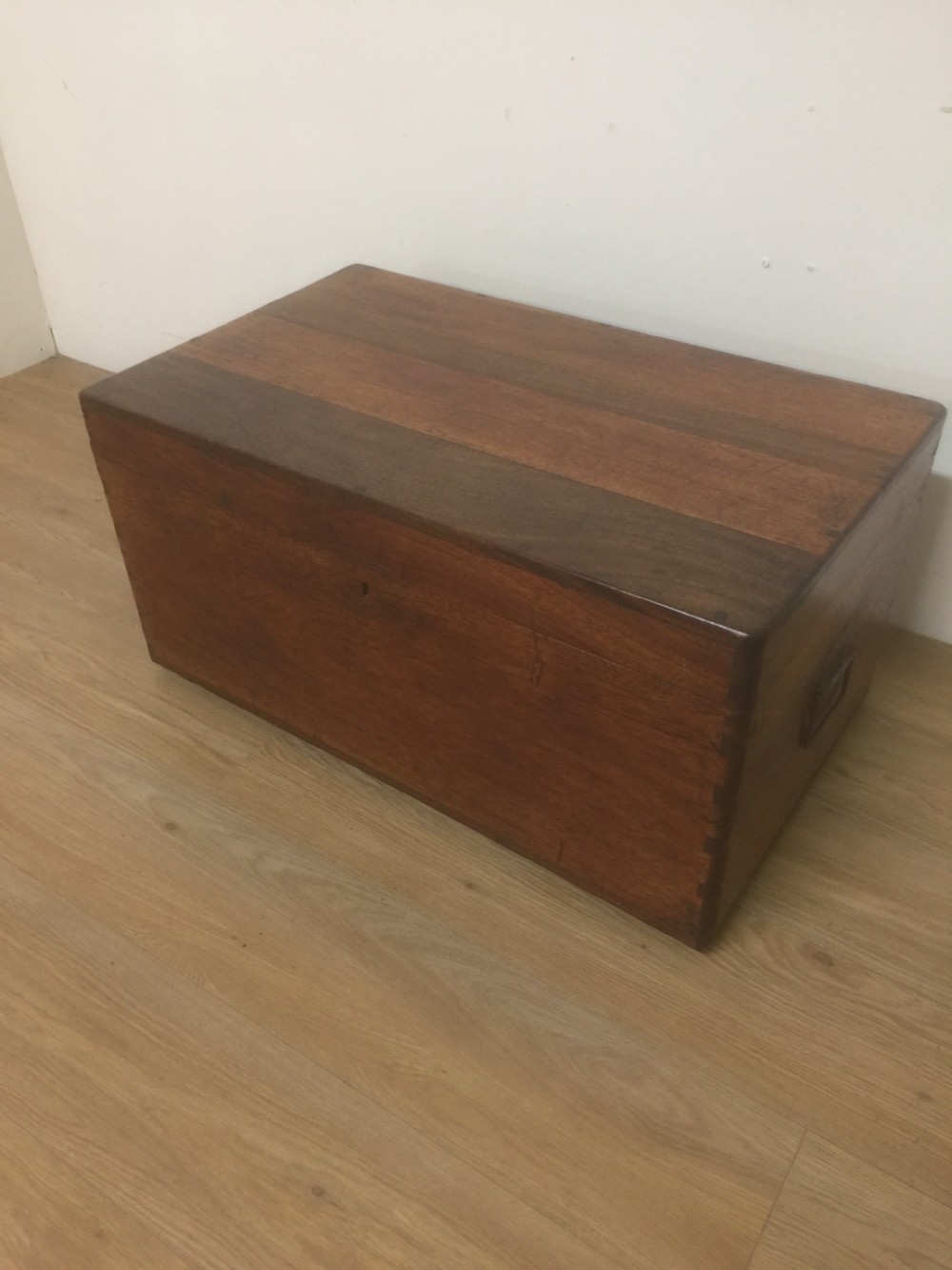 Teak travelling trunk with original tray 
