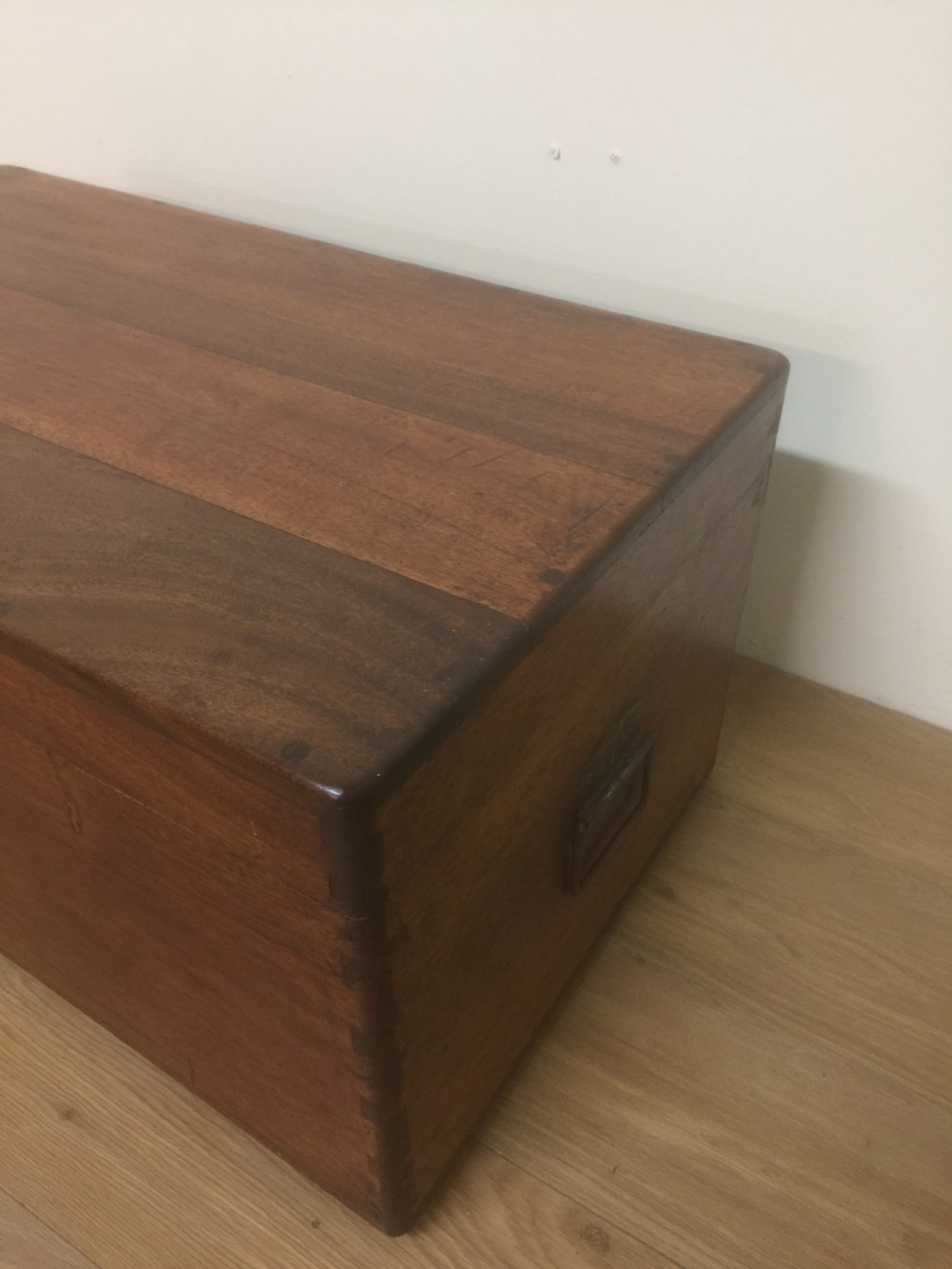 Teak travelling trunk with original tray  View II