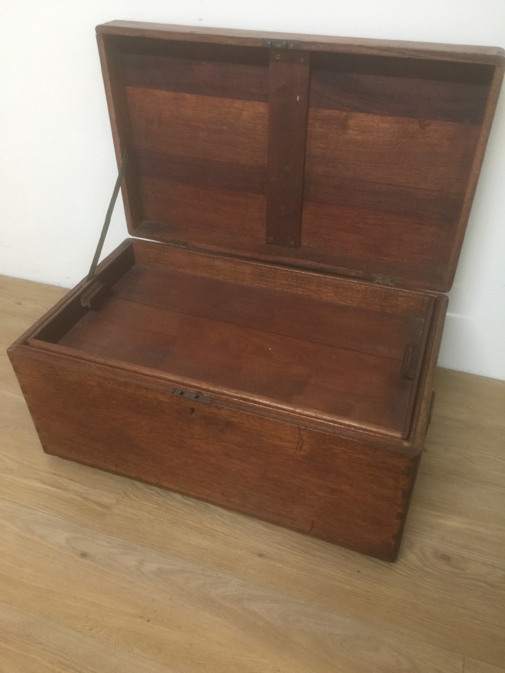 Teak travelling trunk with original tray  View VI