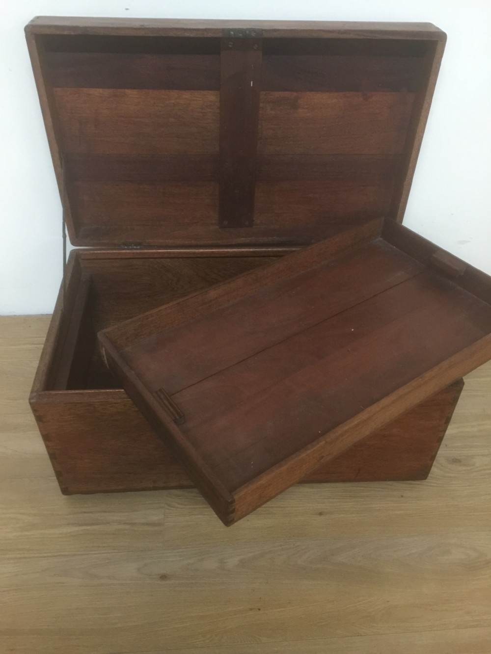 Teak travelling trunk with original tray  View VII