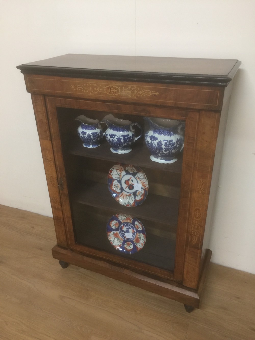 Nineteenth century inlaid walnut pier cabinet 