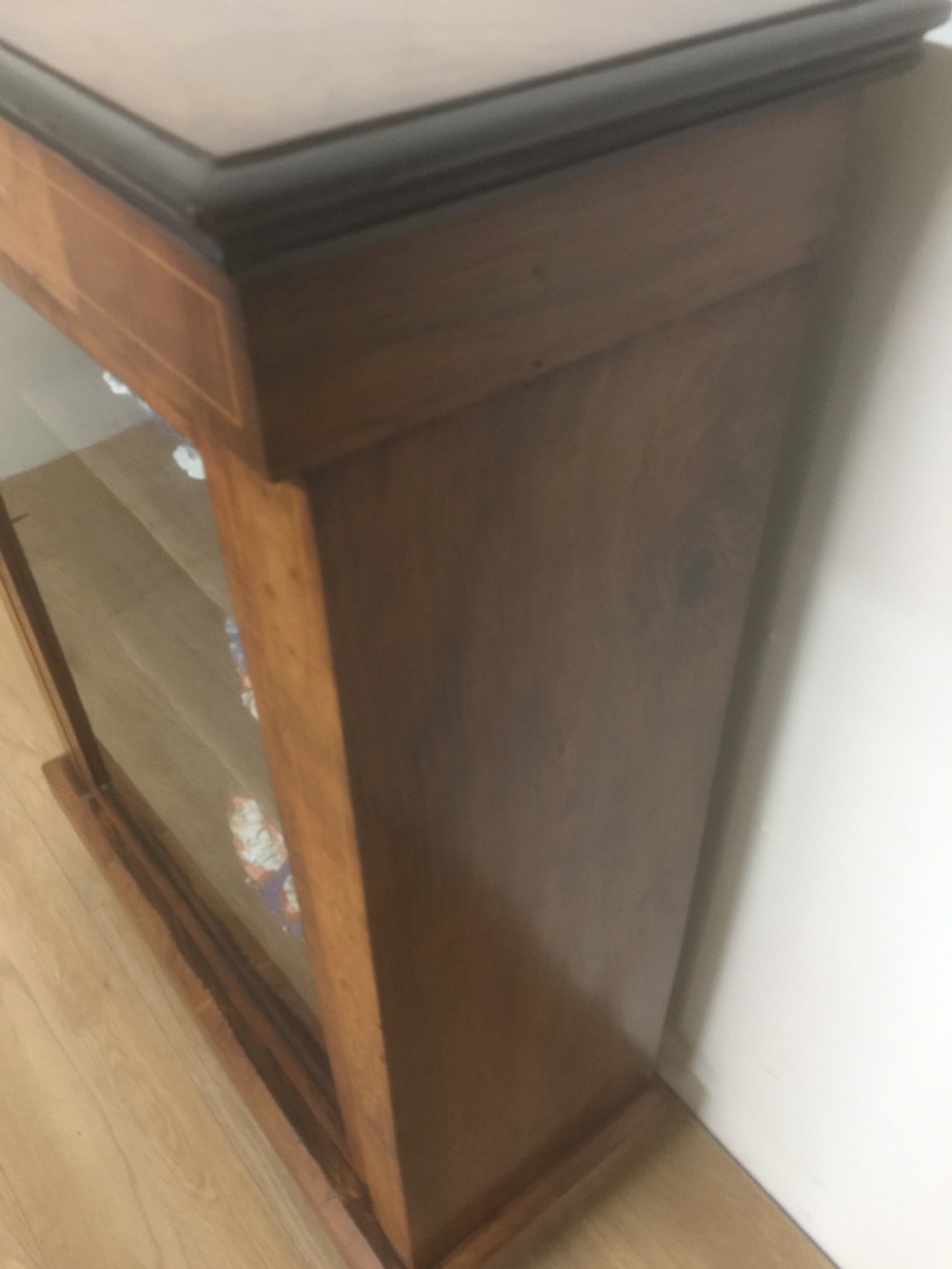 Nineteenth century inlaid walnut pier cabinet  View III