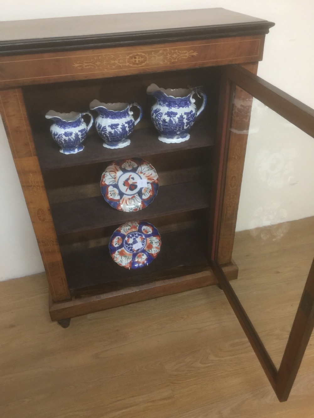Nineteenth century inlaid walnut pier cabinet  View V