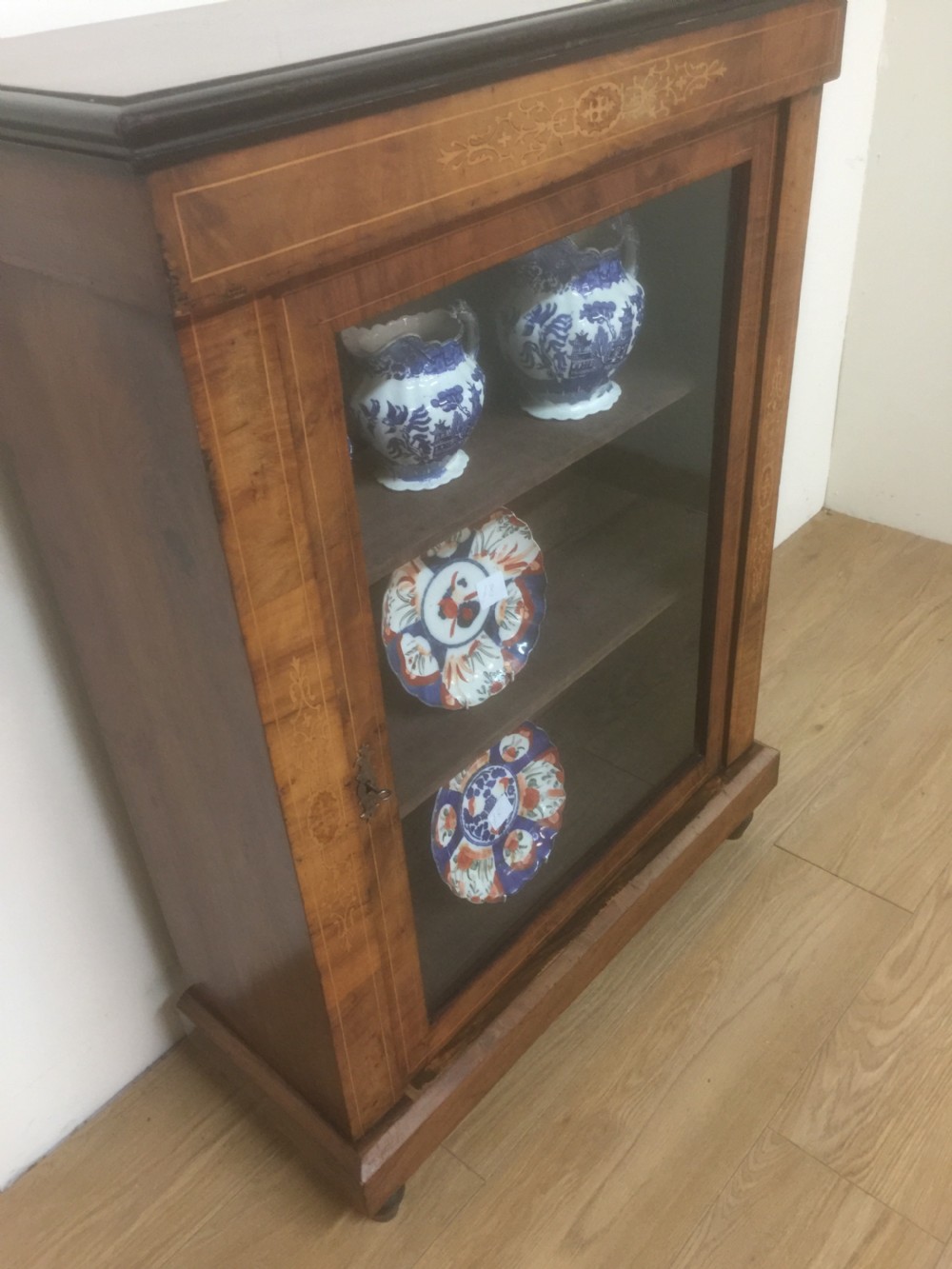 Nineteenth century inlaid walnut pier cabinet  View VIII