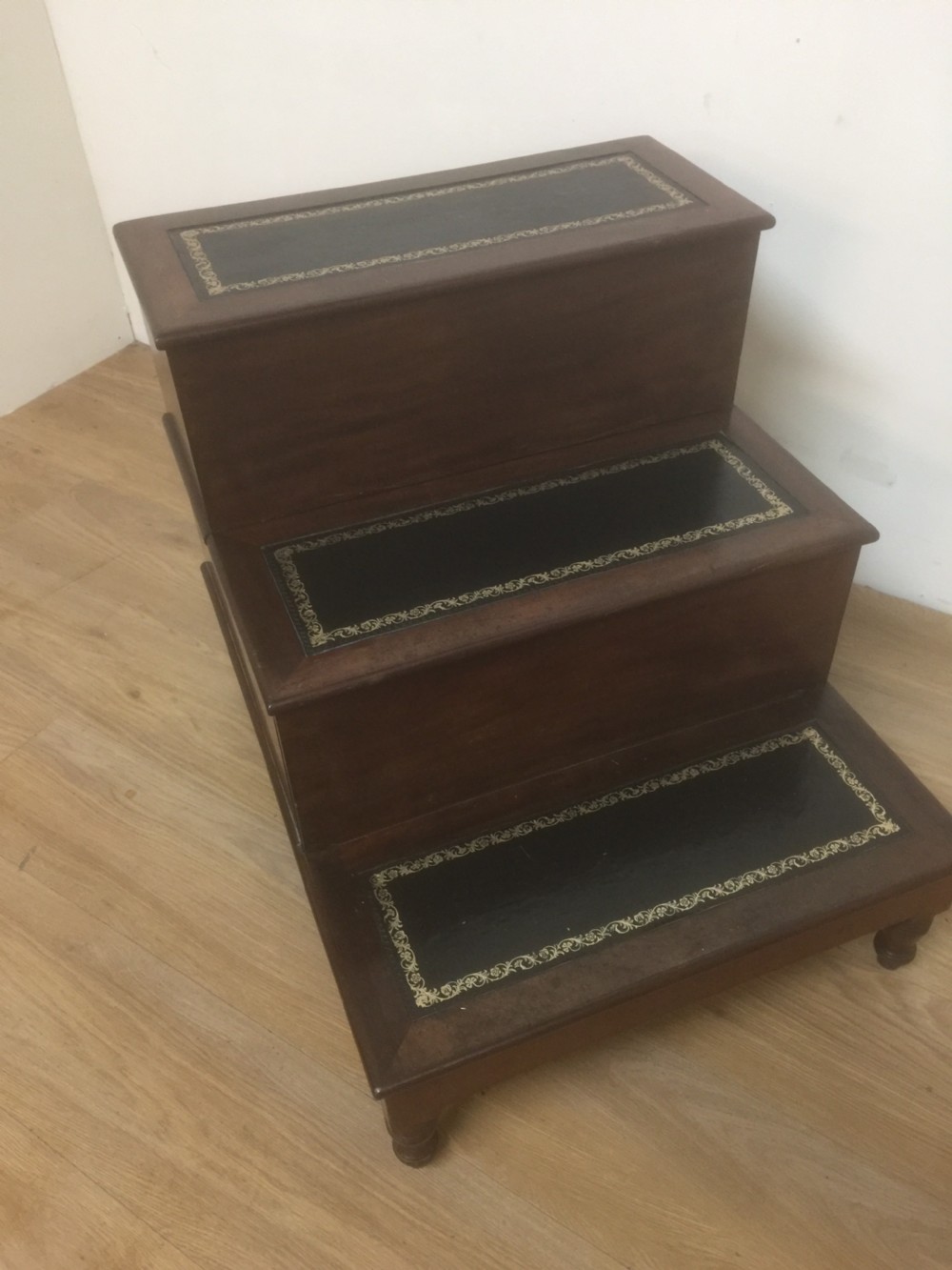 Nineteenth century mahogany library steps  View II