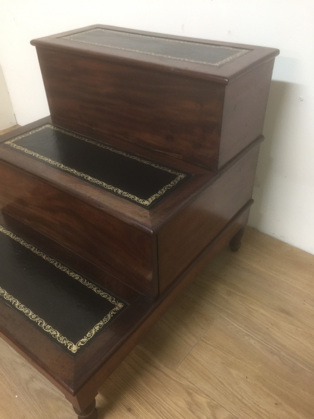 Nineteenth century mahogany library steps  View IX