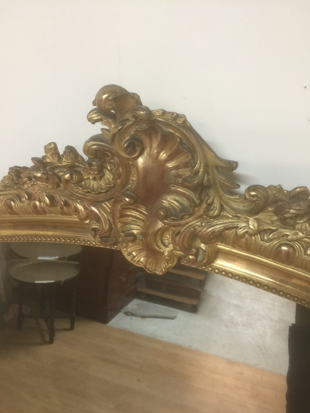 Nineteenth century burnished gilt overmantel mirror View II