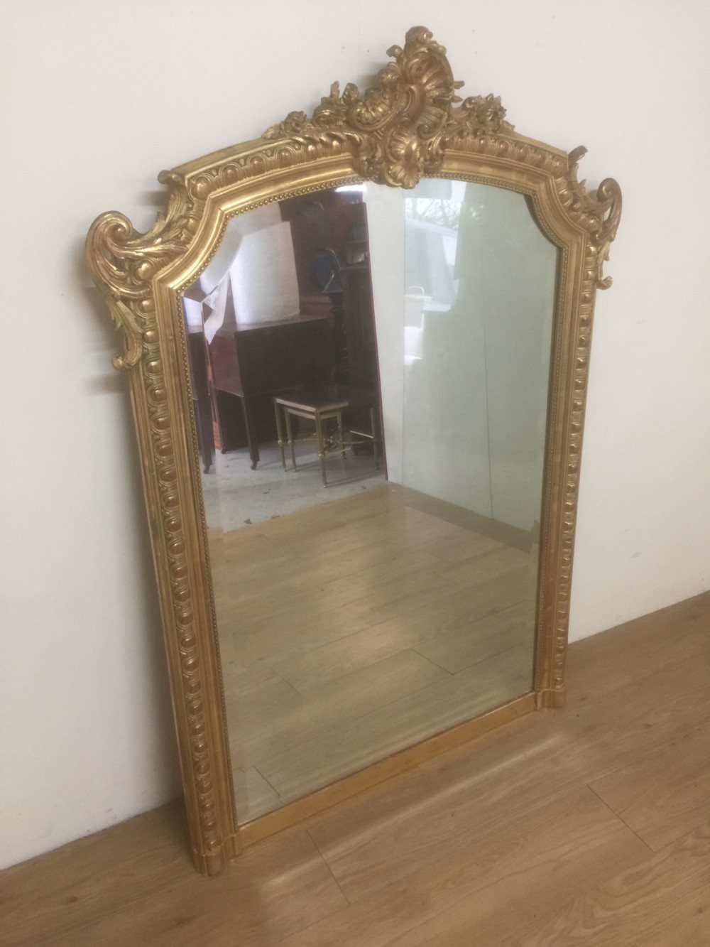 Nineteenth century burnished gilt overmantel mirror View III