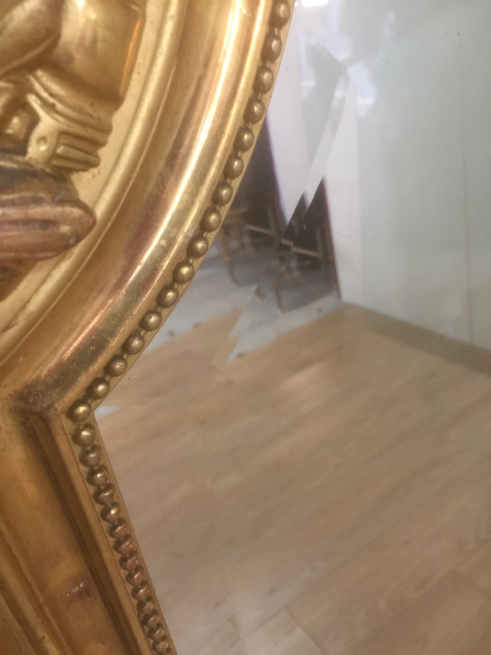 Nineteenth century burnished gilt overmantel mirror View VI