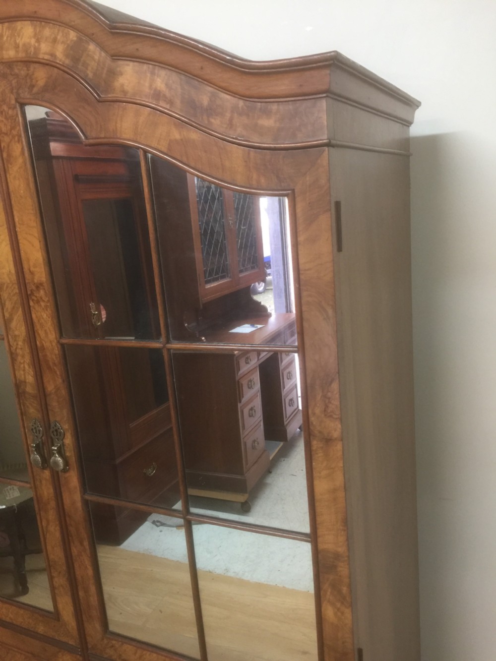 Walnut dome topped double wardrobe circa 1920  View II