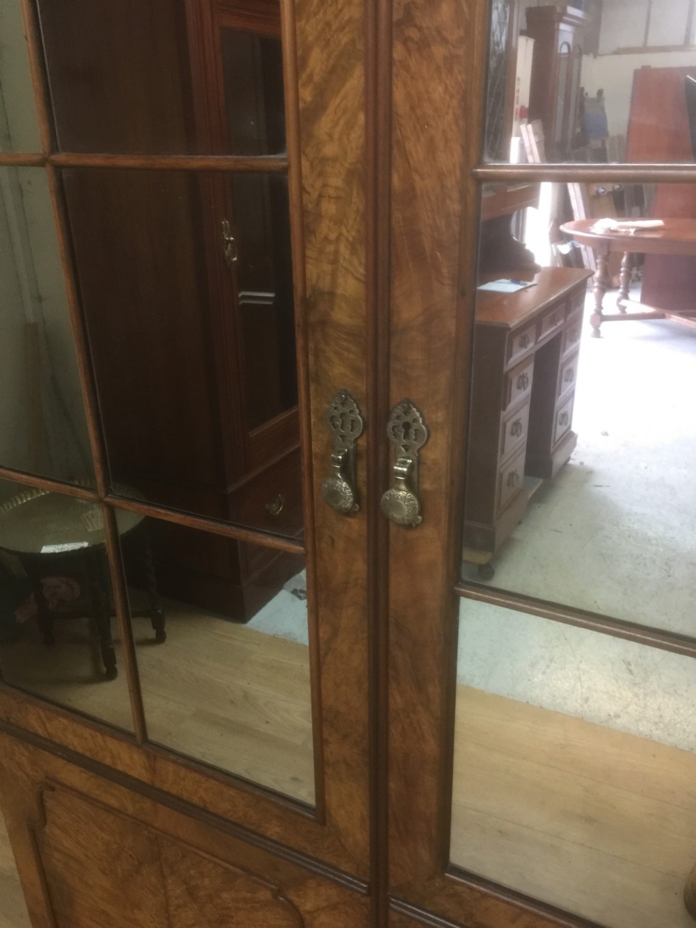 Walnut dome topped double wardrobe circa 1920  View III