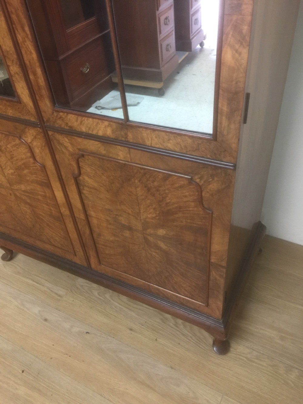 Walnut dome topped double wardrobe circa 1920  View IV