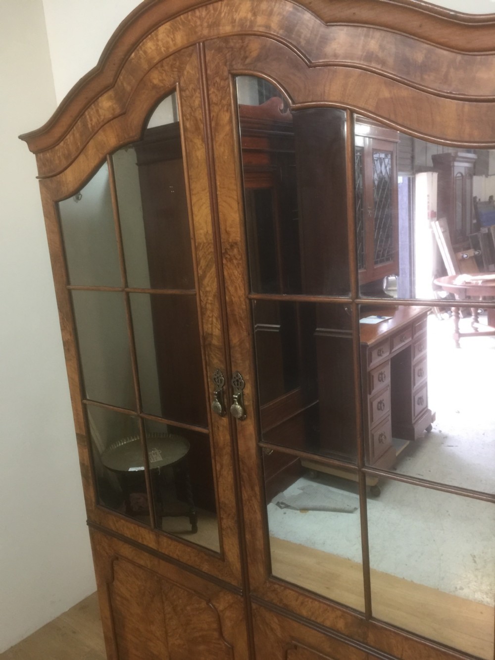 Walnut dome topped double wardrobe circa 1920  View V