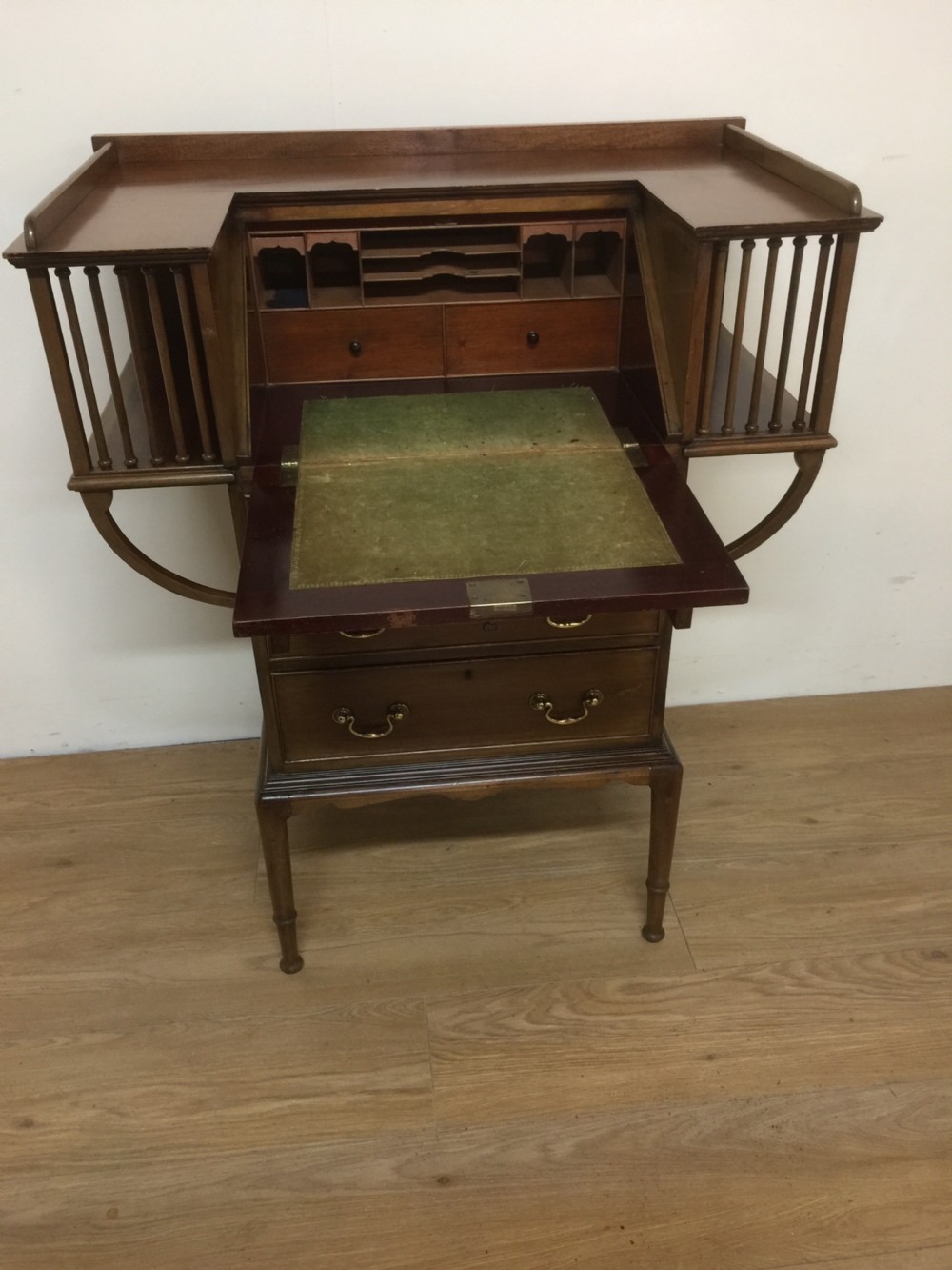 Arts and crafts mahogany desk in the style of Liberty  View II