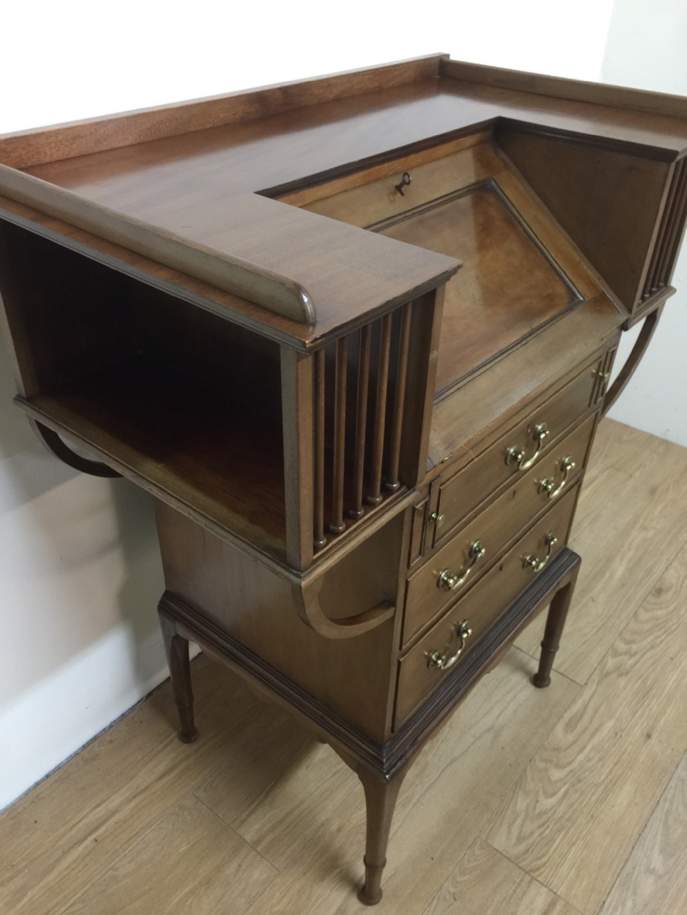 Arts and crafts mahogany desk in the style of Liberty  View V