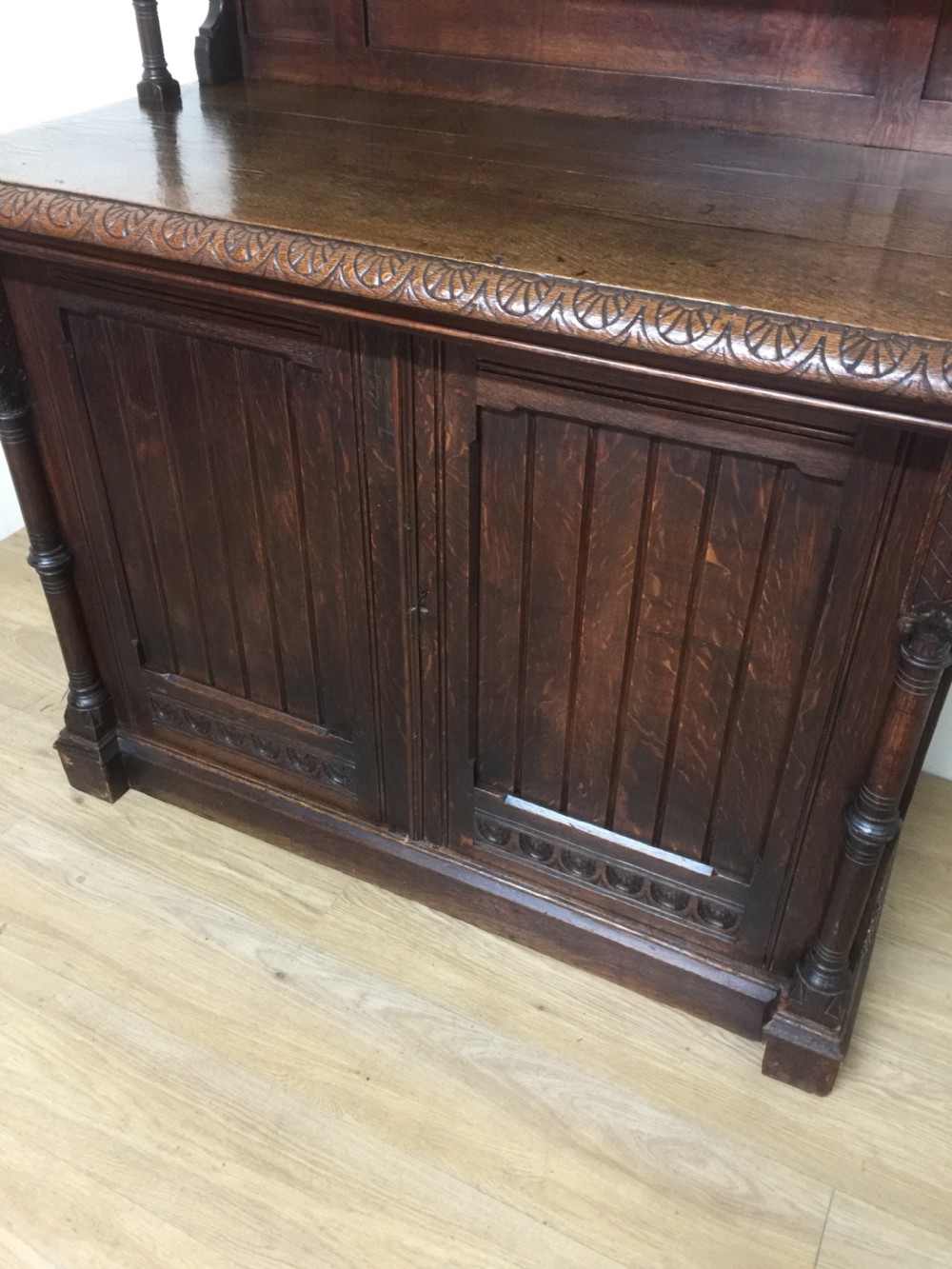 Nineteenth century oak arts and crafts side cabinet  View V