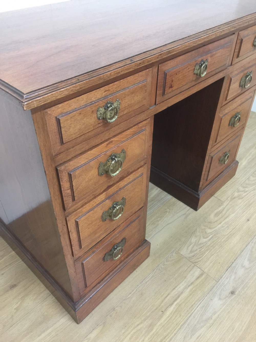 Nineteenth century walnut twin Pedestal desk  View II