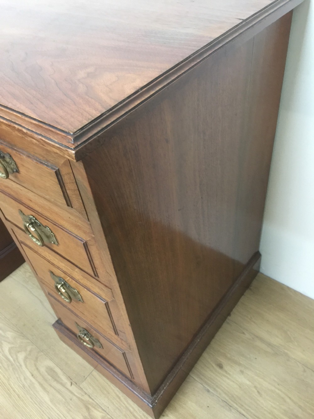 Nineteenth century walnut twin Pedestal desk  View V