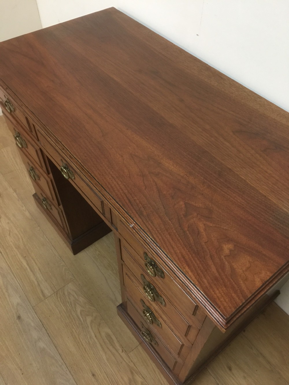 Nineteenth century walnut twin Pedestal desk  View VI