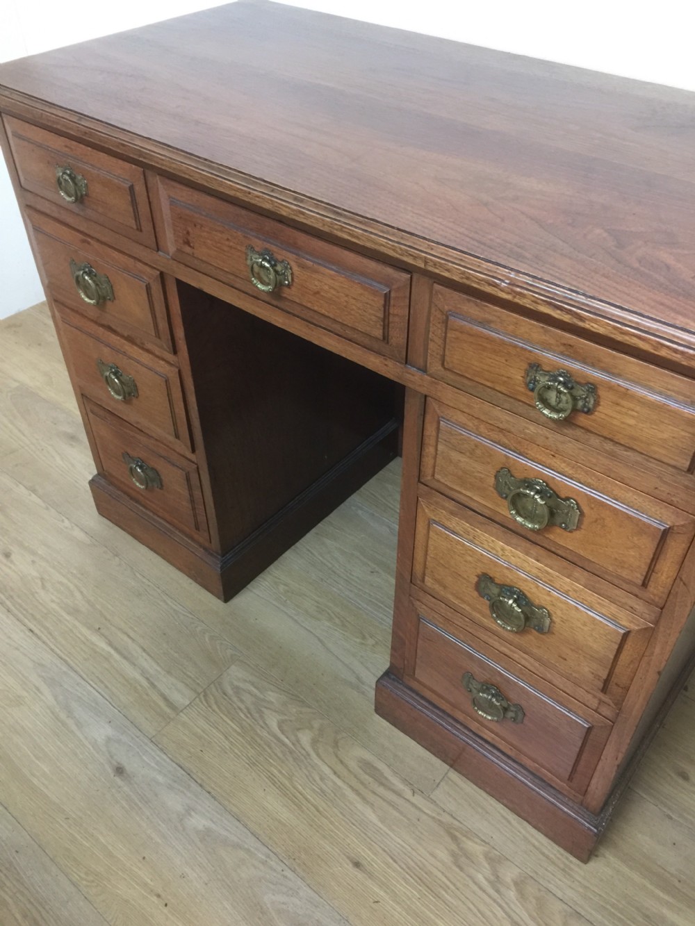 Nineteenth century walnut twin Pedestal desk  View VII