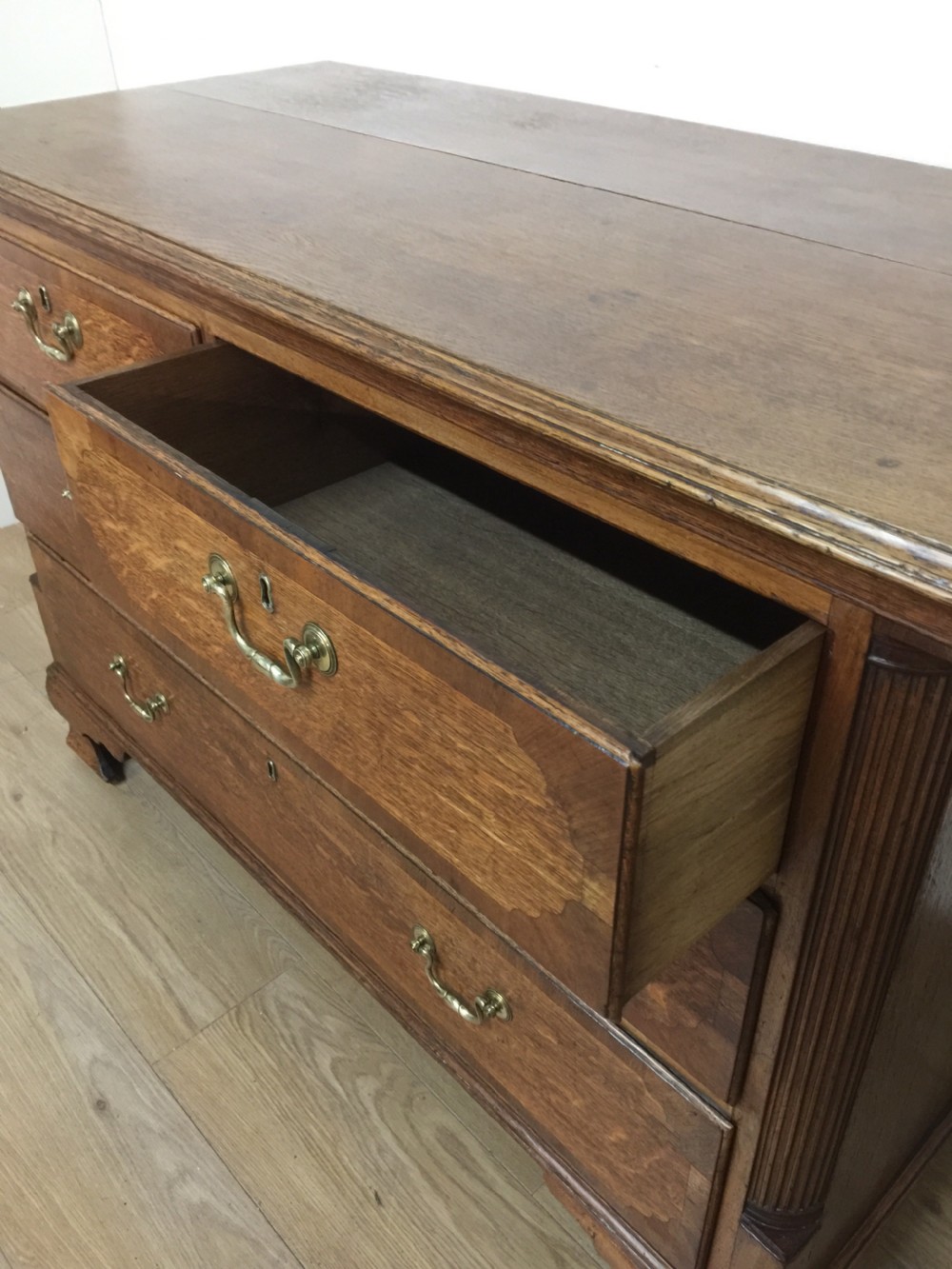 Georgian golden oak crossbanded Chest Of Drawers  View VII