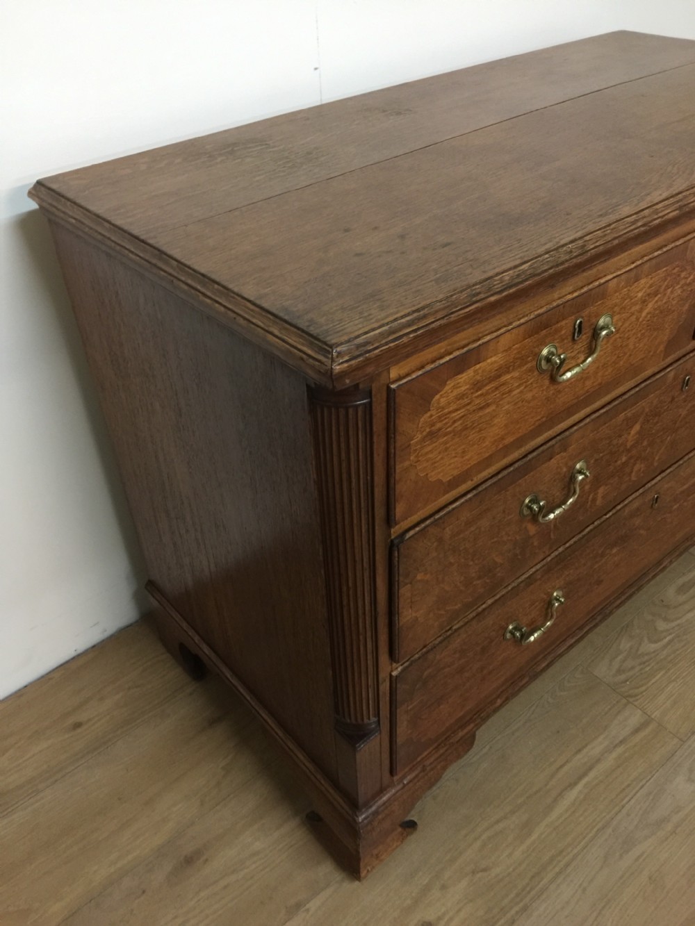 Georgian golden oak crossbanded Chest Of Drawers  View VIII