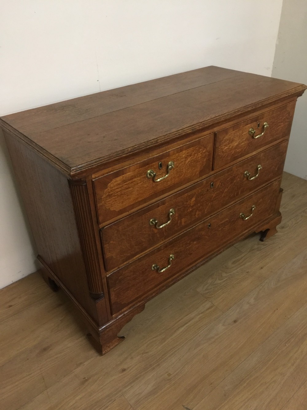 Georgian golden oak crossbanded Chest Of Drawers  View IX