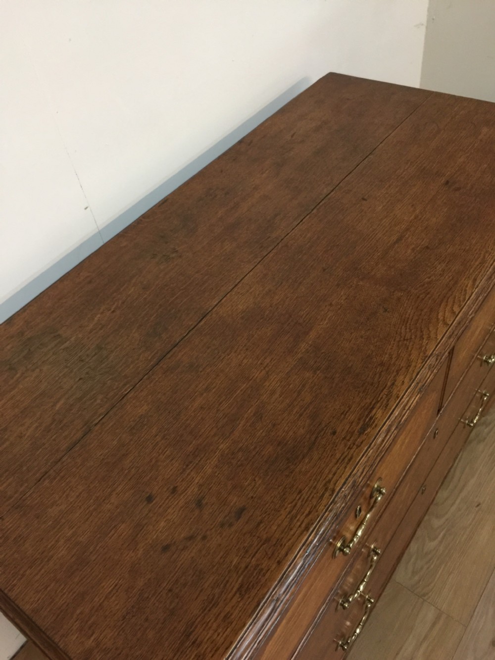 Georgian golden oak crossbanded Chest Of Drawers  View X