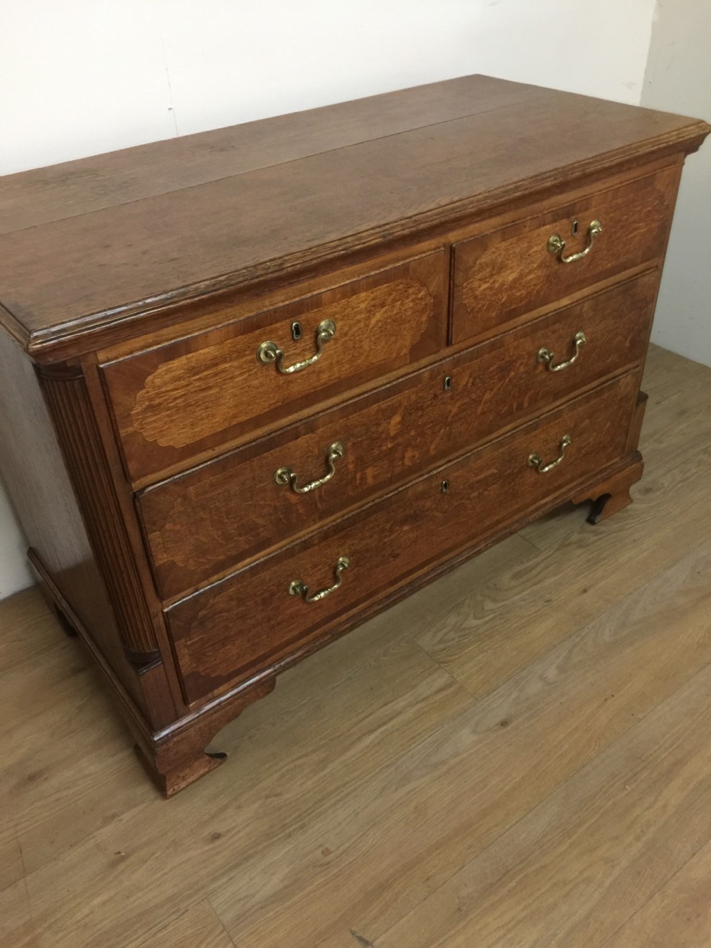 Georgian golden oak crossbanded Chest Of Drawers  View XI