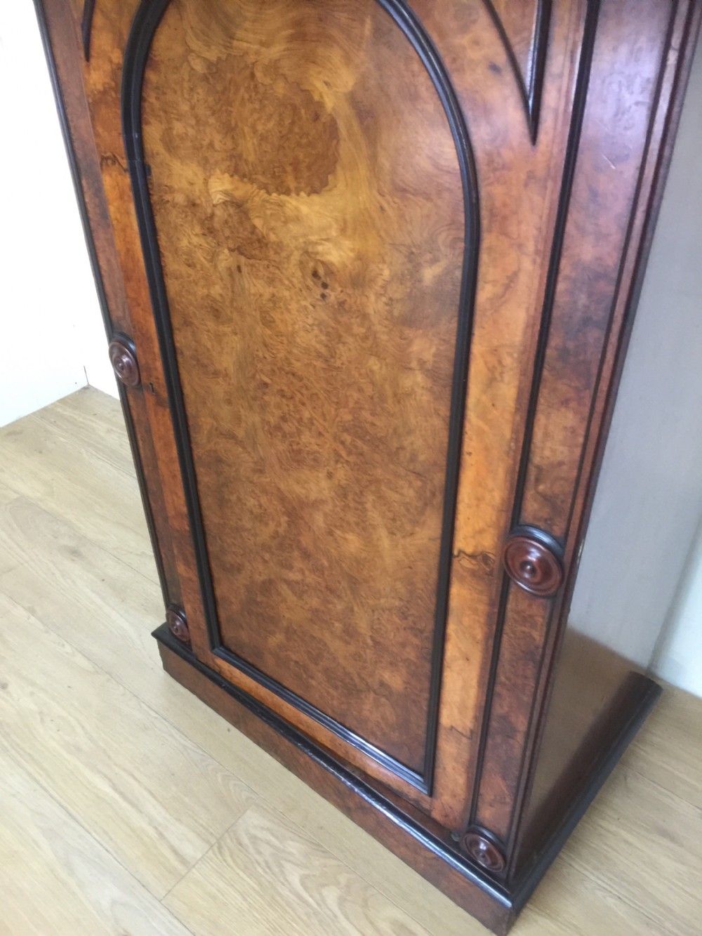 Nineteenth century burr walnut library cabinet superb quality  View II