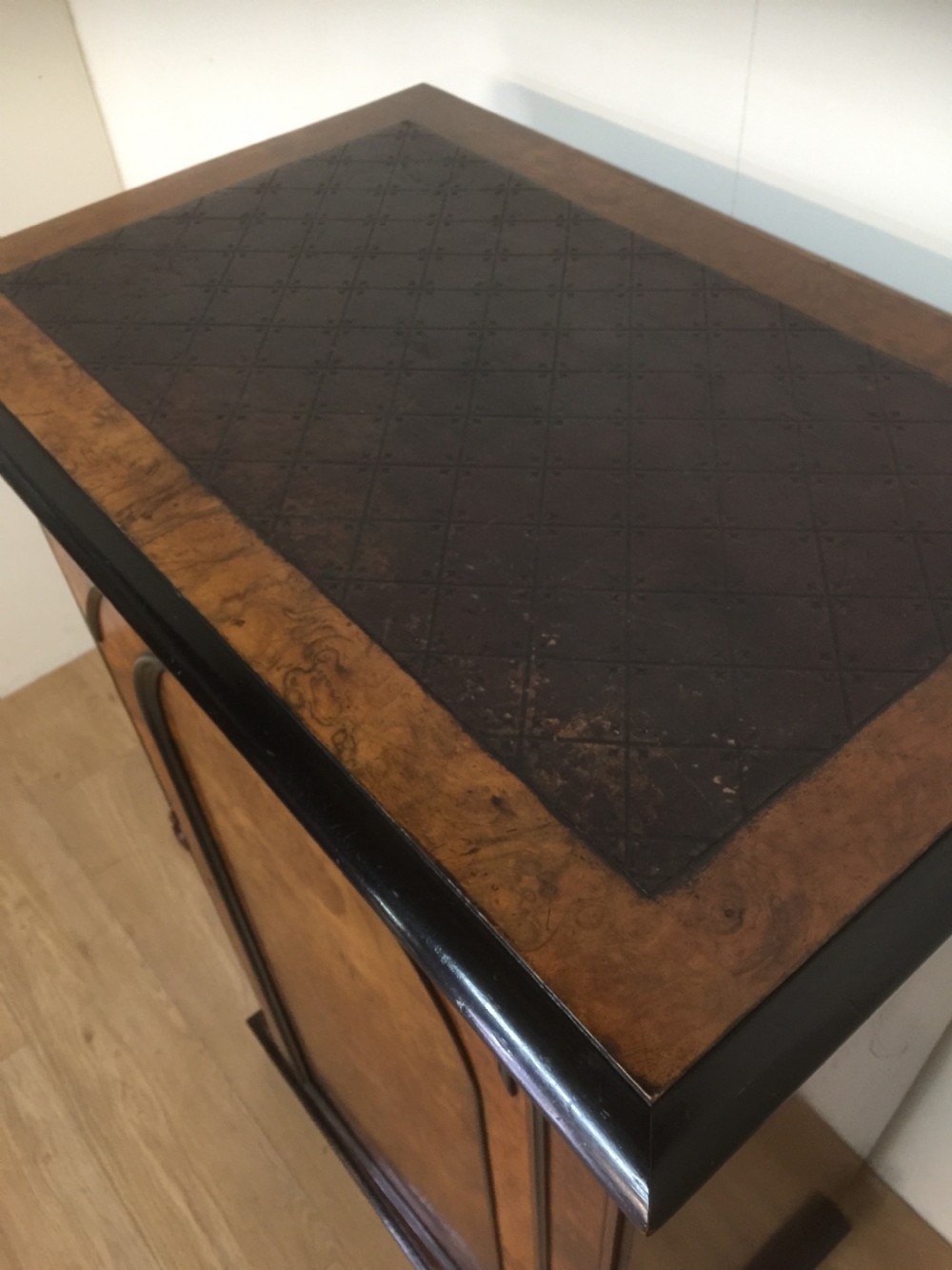 Nineteenth century burr walnut library cabinet superb quality  View IV