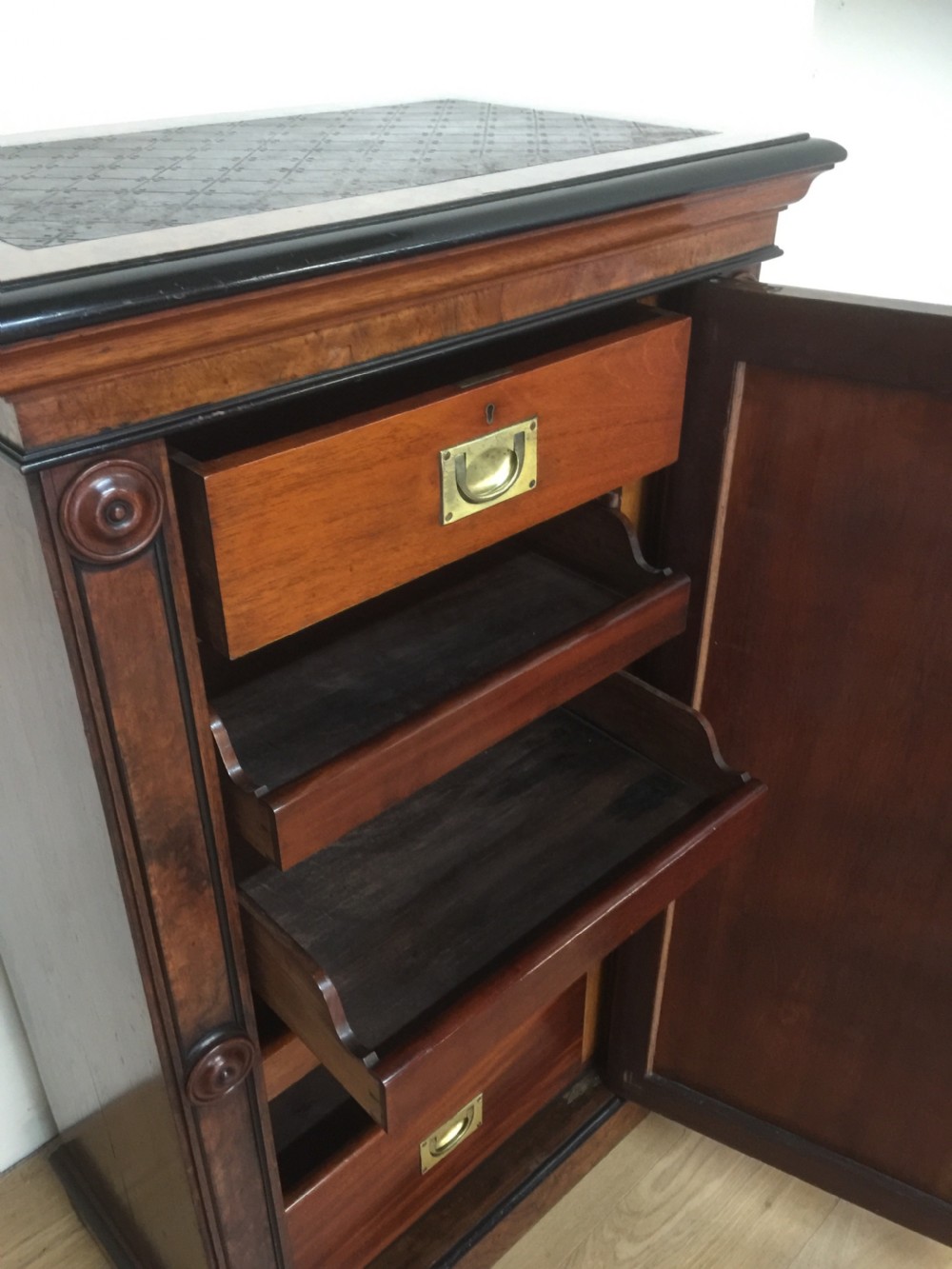 Nineteenth century burr walnut library cabinet superb quality  View VII