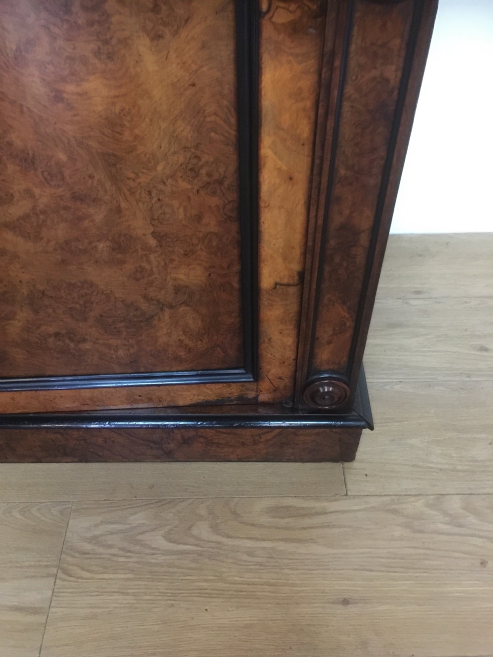 Nineteenth century burr walnut library cabinet superb quality  View IX