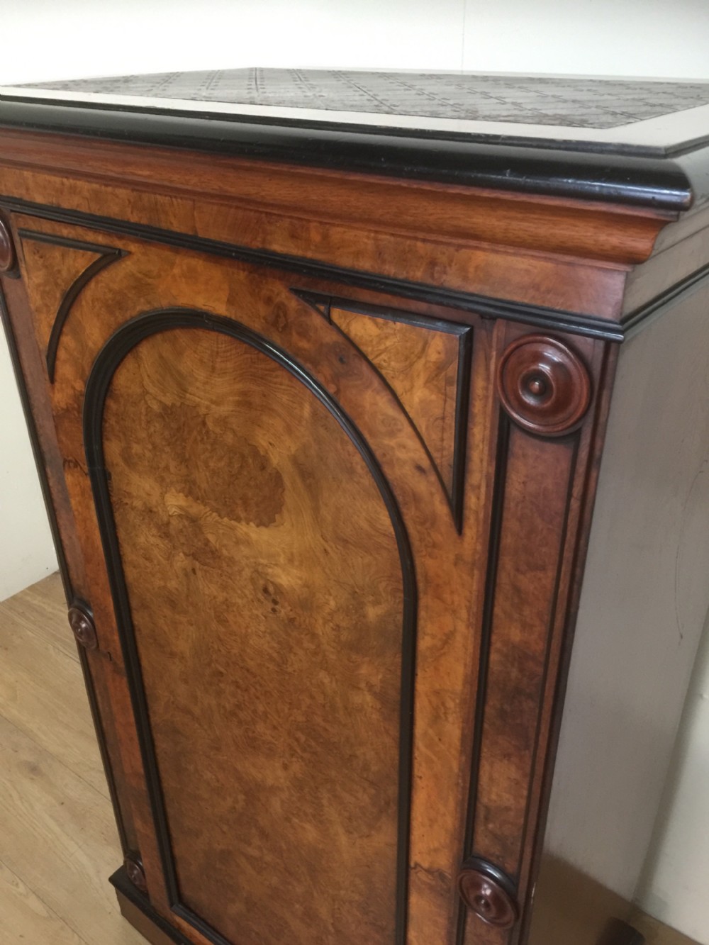Nineteenth century burr walnut library cabinet superb quality  View X