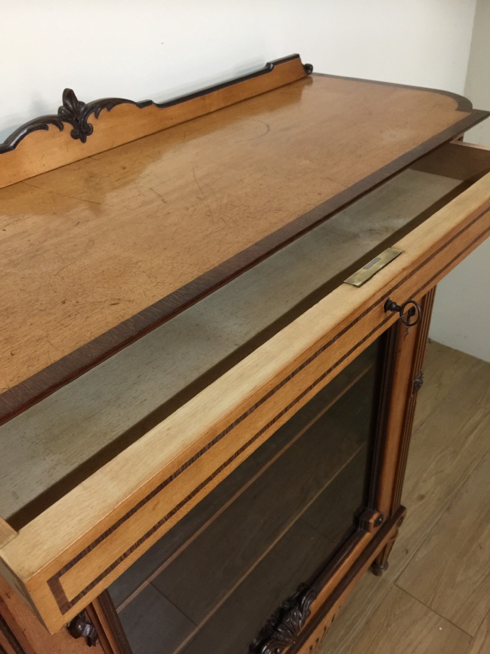 Nineteenth century French inlaid and carved satinwood cabinet  View VII