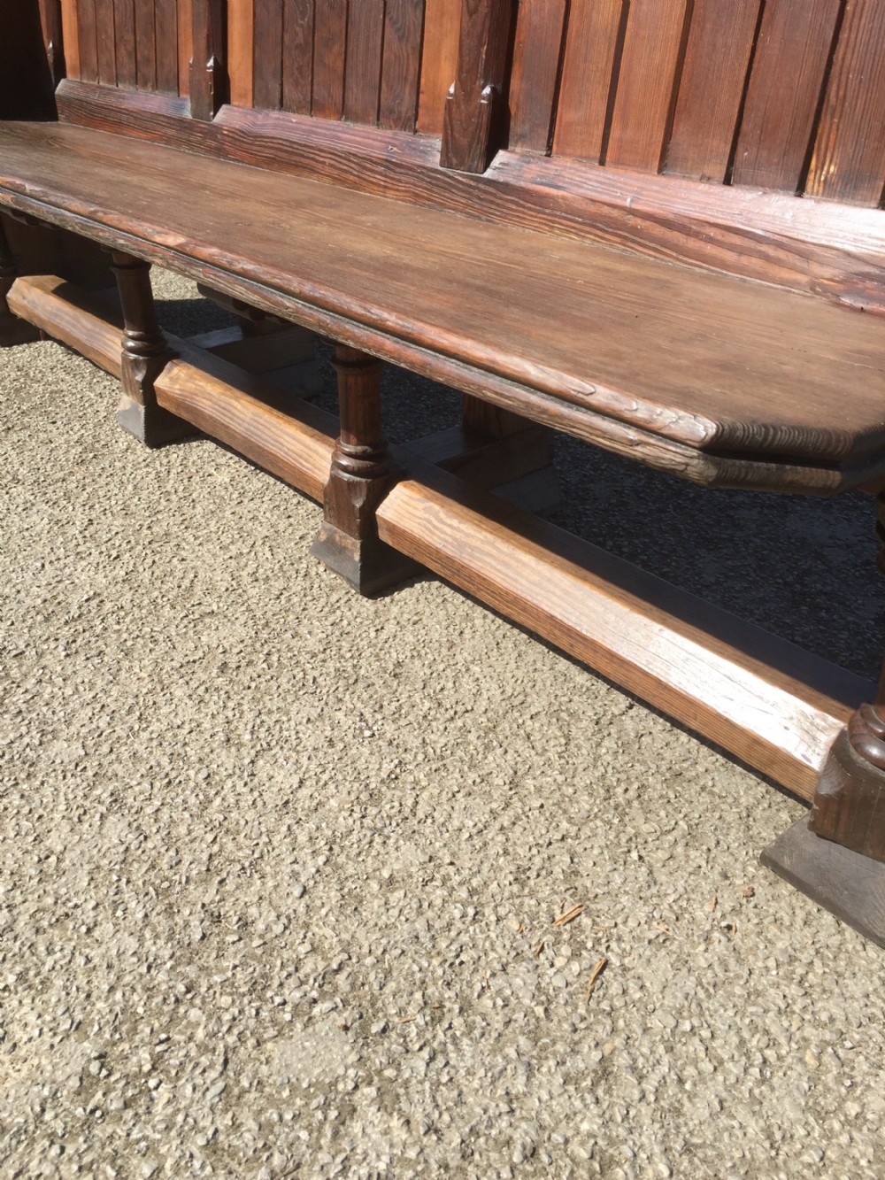 Nineteenth century carved pitch pine pew View IV
