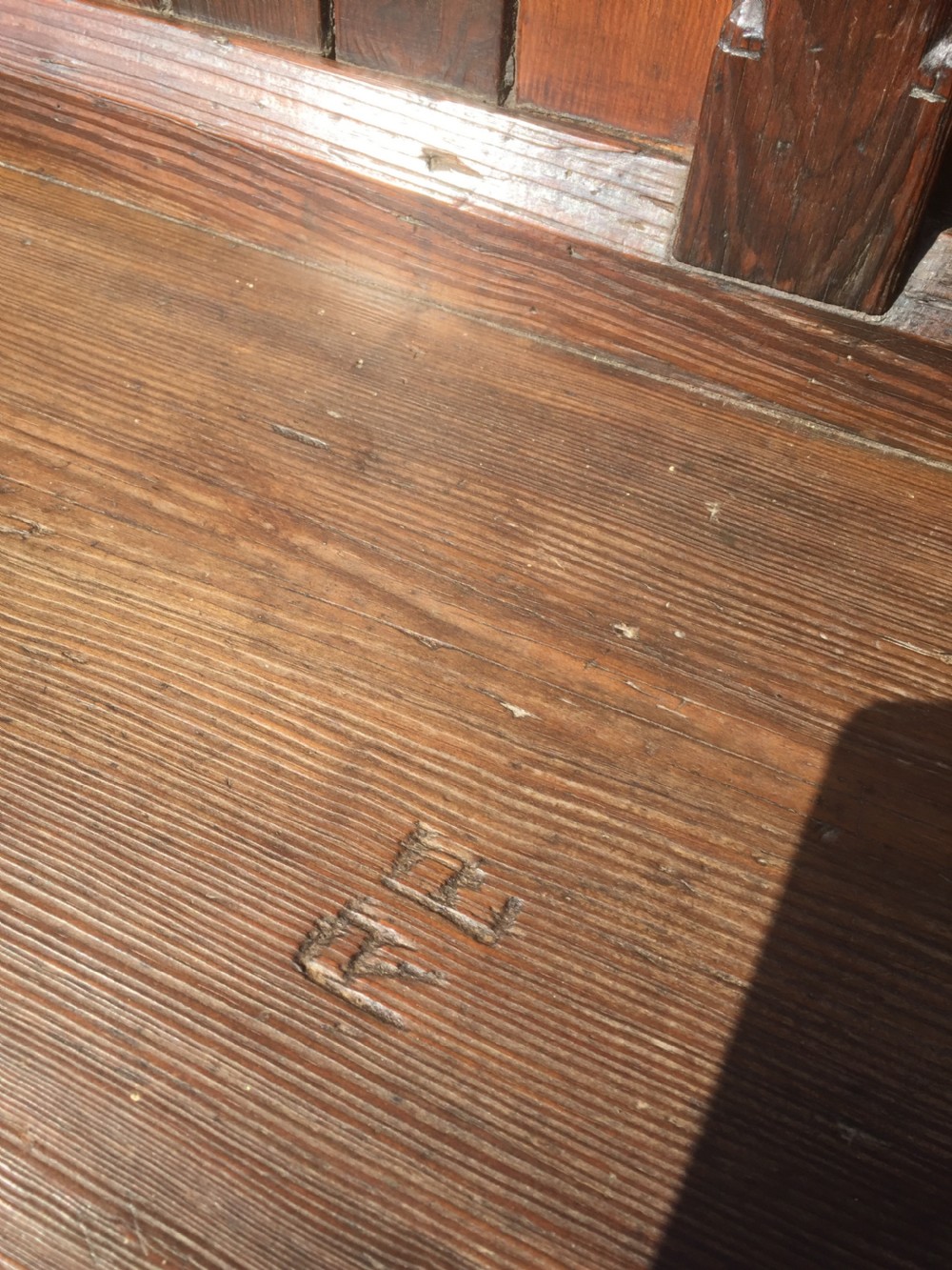 Nineteenth century carved pitch pine pew View VII