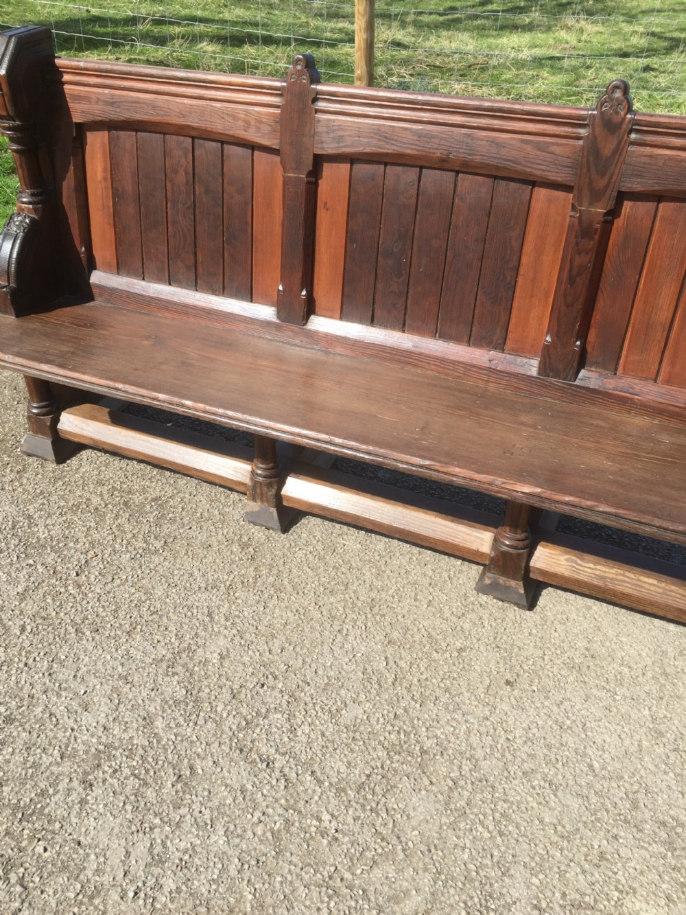 Nineteenth century carved pitch pine pew View VIII