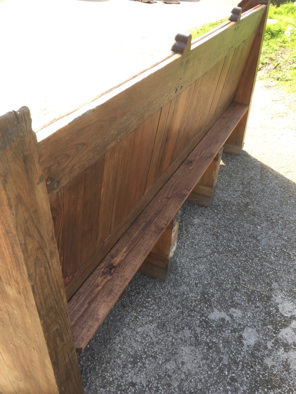 Nineteenth century carved pitch pine pew View IX